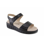 Черни дамски сандали, естествена кожа - всекидневни обувки за пролетта и лятото N 100022714