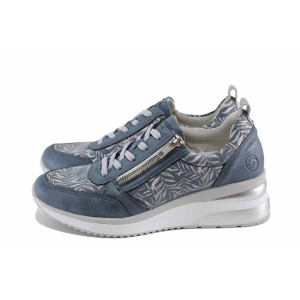 Сини дамски маратонки, еко-кожа и текстилна материя - спортни обувки за пролетта и лятото N 100022724