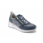 Сини дамски маратонки, еко-кожа и текстилна материя - спортни обувки за пролетта и лятото N 100022724