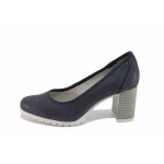 Сини дамски обувки с висок ток, здрава еко-кожа - ежедневни обувки за пролетта и лятото N 100022727