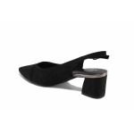 Черни дамски обувки със среден ток, качествен еко-велур - всекидневни обувки за пролетта и лятото N 100022728