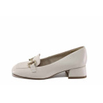 Бежови дамски обувки със среден ток, естествена кожа - всекидневни обувки за пролетта и лятото N 100022732