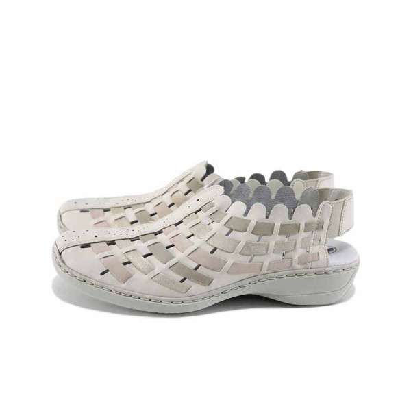 Бежови дамски обувки със среден ток, естествена кожа - всекидневни обувки за пролетта и лятото N 100022738