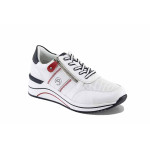 Бели дамски маратонки, естествена кожа - всекидневни обувки за пролетта и лятото N 100022739