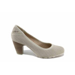 Бежови дамски обувки с висок ток, здрава еко-кожа - всекидневни обувки за пролетта и лятото N 100022741