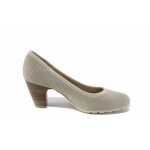 Бежови дамски обувки с висок ток, здрава еко-кожа - всекидневни обувки за пролетта и лятото N 100022741