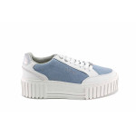 Сини спортни дамски обувки, еко-кожа и текстилна материя - спортни кецове за пролетта и лятото N 100022779