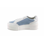 Сини спортни дамски обувки, еко-кожа и текстилна материя - спортни кецове за пролетта и лятото N 100022779