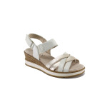 Бели дамски сандали, естествена кожа - всекидневни обувки за пролетта и лятото N 100022780