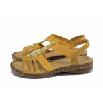 Жълти дамски сандали, здрава еко-кожа - всекидневни обувки за лятото N 100022819