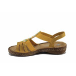 Жълти дамски сандали, здрава еко-кожа - всекидневни обувки за лятото N 100022819
