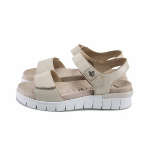 Бежови дамски сандали, естествена кожа - всекидневни обувки за лятото N 100022821