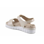 Бежови дамски сандали, естествена кожа - всекидневни обувки за лятото N 100022821
