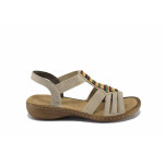 Бежови дамски сандали, здрава еко-кожа - ежедневни обувки за лятото N 100022829