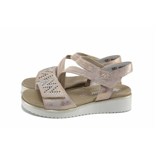 Розови дамски сандали, здрава еко-кожа - всекидневни обувки за лятото N 100022830