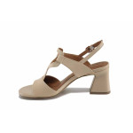 Бежови дамски сандали, естествена кожа - официални обувки за лятото N 100022831