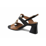 Кафяви дамски сандали, естествена кожа - елегантни обувки за лятото N 100022832