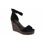 Черни дамски сандали, естествен велур - всекидневни обувки за лятото N 100022833