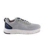 Светлосиви мъжки маратонки, текстилна материя - спортни обувки за пролетта и лятото N 100022834