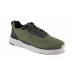Зелени мъжки маратонки, текстилна материя - спортни обувки за пролетта и лятото N 100022835