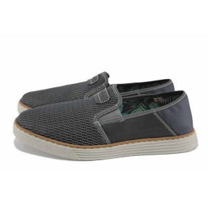 Сиви мъжки обувки, еко-кожа и текстилна материя - всекидневни обувки за пролетта и лятото N 100022871