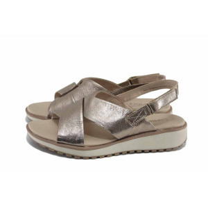 Жълти дамски сандали, естествена кожа - всекидневни обувки за пролетта и лятото N 100022873