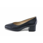 Сини дамски обувки със среден ток, естествена кожа - официални обувки за целогодишно ползване N 100022874