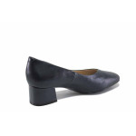 Сини дамски обувки със среден ток, естествена кожа - официални обувки за целогодишно ползване N 100022874