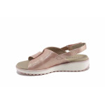 Розови дамски сандали, лачена естествена кожа - ежедневни обувки за пролетта и лятото N 100022877