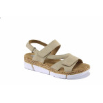 Бежови дамски сандали, здрава еко-кожа - ежедневни обувки за лятото N 100022882