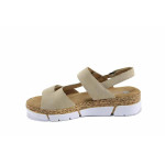 Бежови дамски сандали, здрава еко-кожа - ежедневни обувки за лятото N 100022882