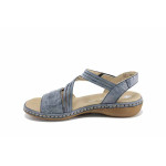 Сини дамски сандали, естествена кожа - всекидневни обувки за пролетта и лятото N 100022892