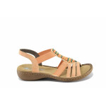Оранжеви дамски сандали, здрава еко-кожа - всекидневни обувки за лятото N 100022901