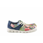 Сини дамски мокасини, еко-кожа и текстилна материя - всекидневни обувки за пролетта и лятото N 100022903