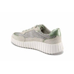 Зелени дамски маратонки, естествена кожа и текстилна материя - спортни обувки за пролетта и лятото N 100022907