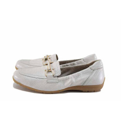 Бели дамски обувки с равна подметка, естествена кожа - ежедневни обувки за пролетта и лятото N 100022908