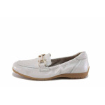 Бели дамски обувки с равна подметка, естествена кожа - ежедневни обувки за пролетта и лятото N 100022908
