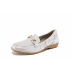 Бели дамски обувки с равна подметка, естествена кожа - ежедневни обувки за пролетта и лятото N 100022908