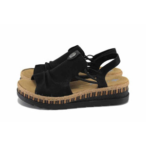 Черни дамски сандали, здрава еко-кожа - всекидневни обувки за пролетта и лятото N 100022912