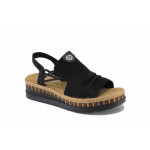 Черни дамски сандали, здрава еко-кожа - всекидневни обувки за пролетта и лятото N 100022912