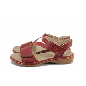 Червени дамски сандали, естествена кожа - всекидневни обувки за лятото N 100022938