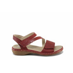 Червени дамски сандали, естествена кожа - всекидневни обувки за лятото N 100022938