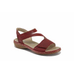 Червени дамски сандали, естествена кожа - всекидневни обувки за лятото N 100022938
