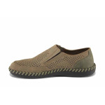 Кафяви мъжки обувки, естествена кожа перфорирана - ежедневни обувки за пролетта и лятото N 100022940