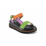 Зелени дамски сандали, естествена кожа - всекидневни обувки за лятото N 100022943