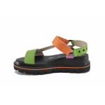 Зелени дамски сандали, естествена кожа - всекидневни обувки за лятото N 100022943