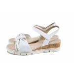 Бели дамски сандали, естествена кожа - всекидневни обувки за лятото N 100022959