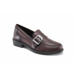 Винени дамски обувки с равна подметка, естествена кожа - всекидневни обувки за пролетта и лятото N 100022993