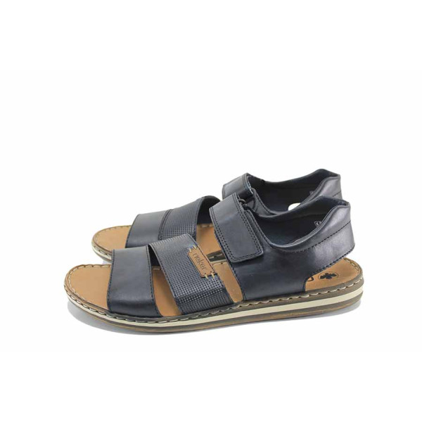 Тъмносини мъжки сандали, естествена кожа - ежедневни обувки за лятото N 100023080