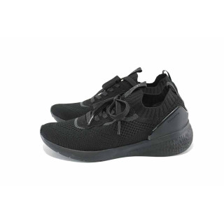 Черни дамски маратонки, текстилна материя - всекидневни обувки за пролетта и лятото N 100023198